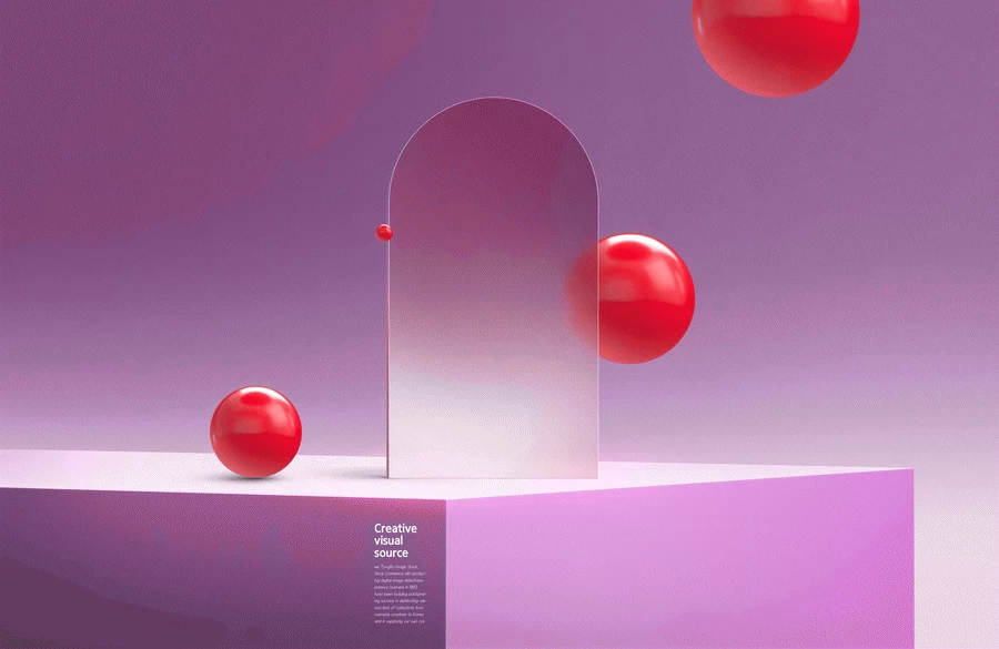 潮流创意透明玻璃3D舞台液体几何主视觉KV海报背景PSD设计素材【015】